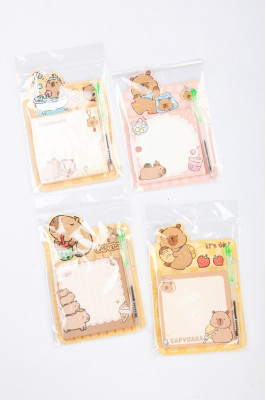 Папір для нотаток, 7,5х7,5 см, 50 аркушів, з ручкою, "Капібара"